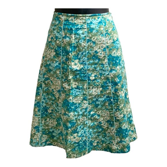ANN TAYLOR Floral‎ Print Cotton A-Line Skirt - Picture 7 of 7